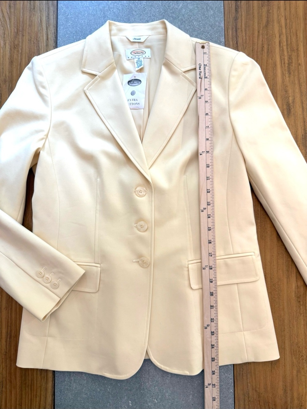 Talbots Petites Stretch Blazer Butter Yellow Cotton Blend Size 10P NWT - Picture 10 of 11